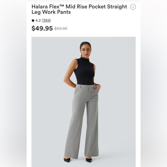 HALARA Pants - NWT Halara Flex™ Gray Mid Rise Pocket Straight Leg Work Pants Womens Large